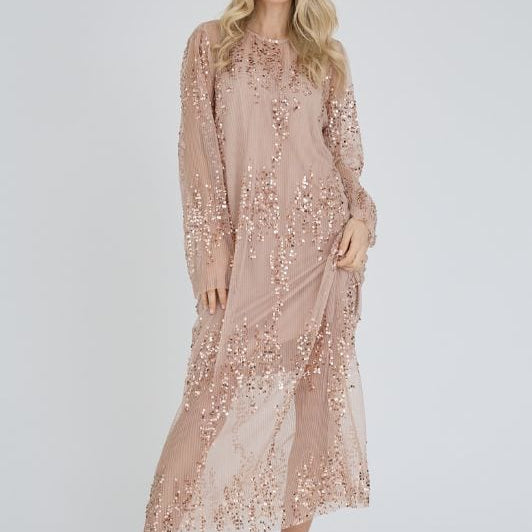 A-View Ying dress I Tylkjole i lys sand med pallietter