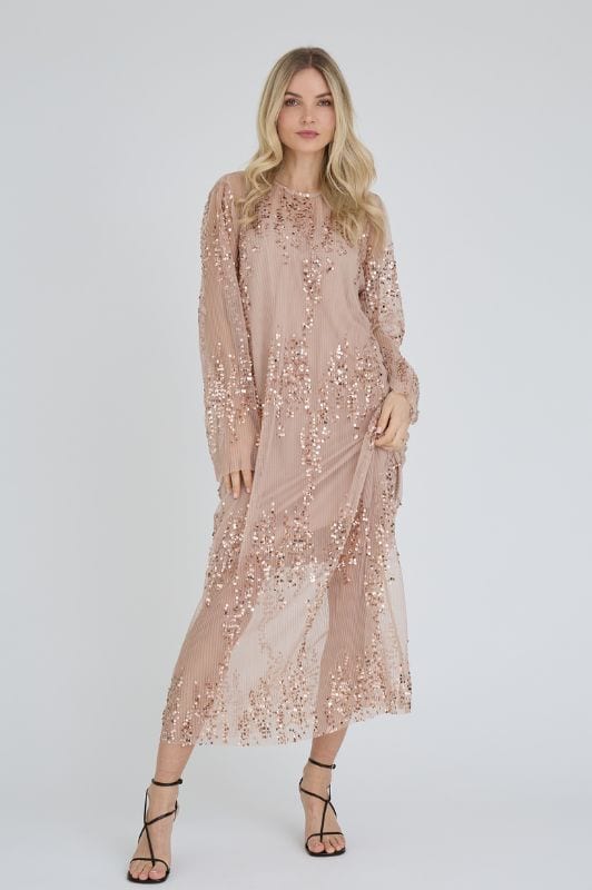 A-View Ying dress I Tylkjole i lys sand med pallietter