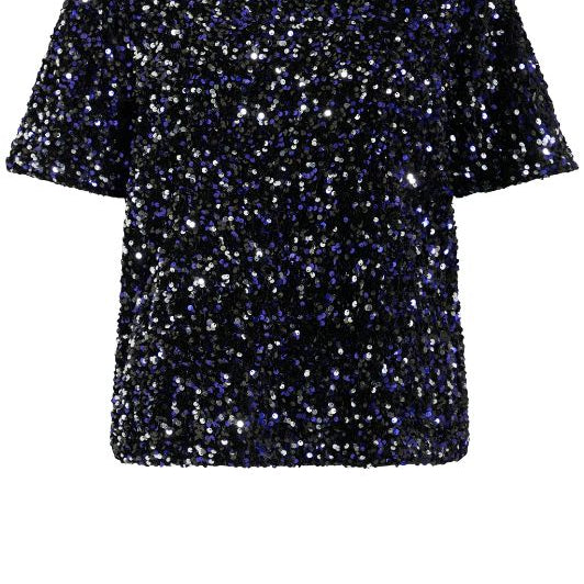 VILA Vifaith Top | Palliet top i navy og sort