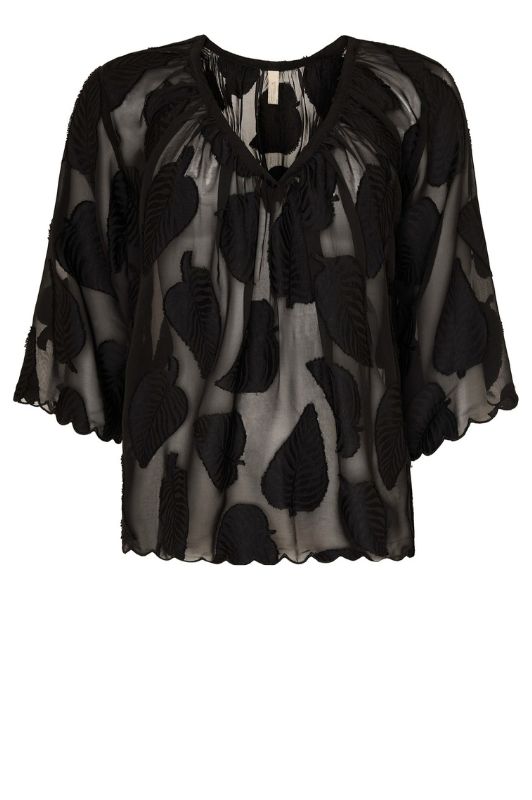 Ofelia Beate bluse | Den smukkeste bluse i sort burnout