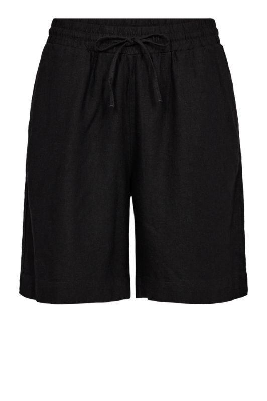 Freequent Shorts | Sorte hørshorts med lommer I Dresslab