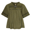 Ofelia Liv blouse I Sommerbluse med blondedetaljer i army grøn