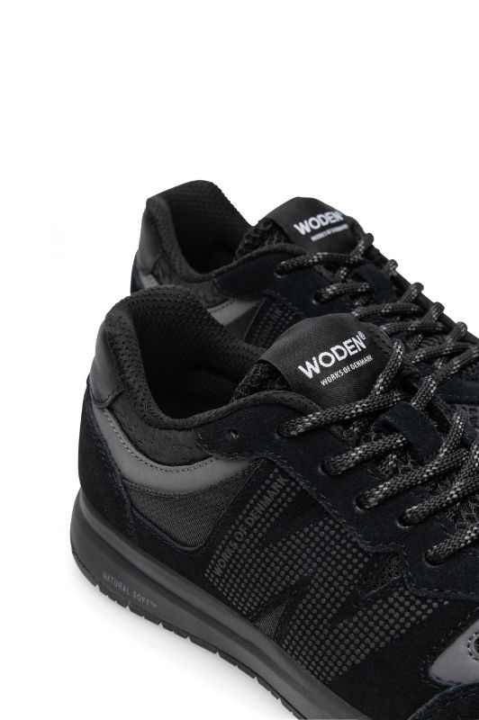 Woden Rigmor open mesh leather sneakers | Sort