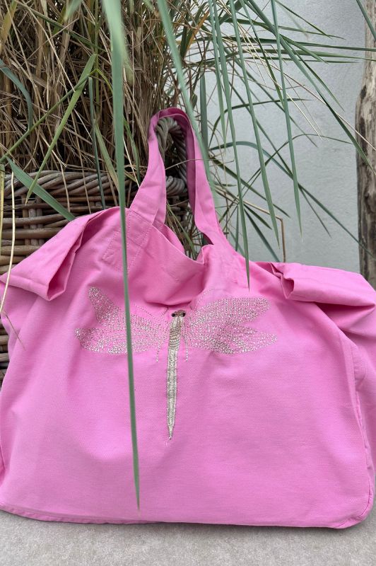 Gaspar Fiji tote bag pink med broderi I Dresslab