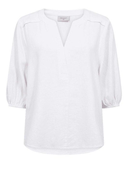 Freequent Lava shirt | Feminin hørbluse i hvid I Dresslab