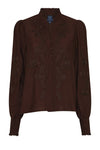Marc Lauge Vanessa I Feminin bluse i brun med broderie detaljer