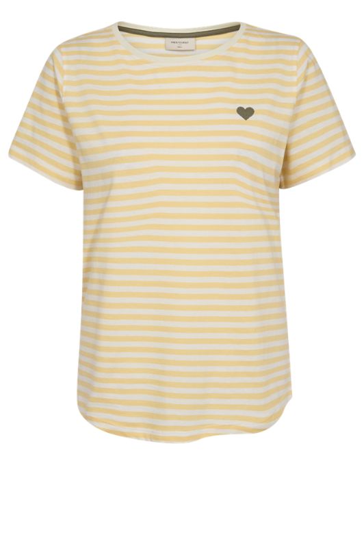 FreeQuent Mian t-shirt | Gul og hvidstribet sommer tee