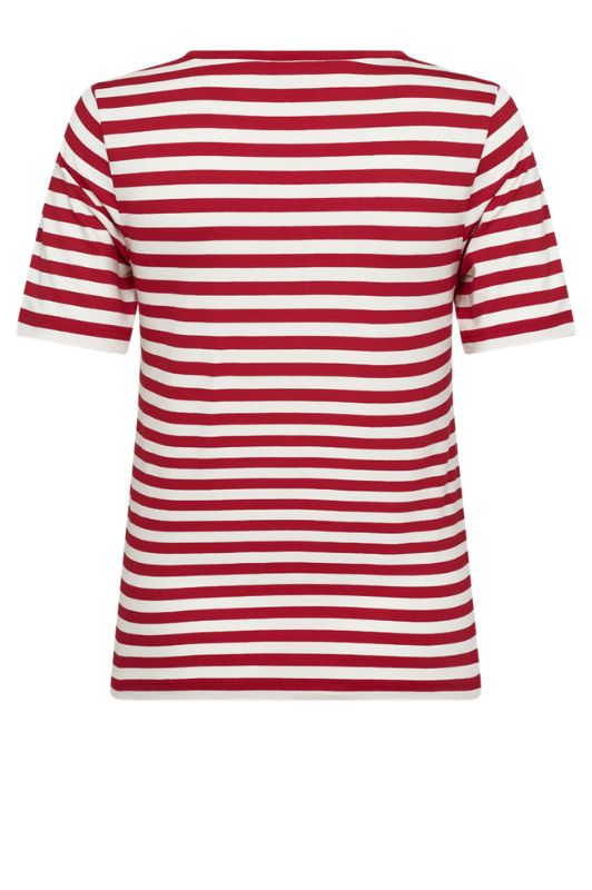Freequent Liana t-shirt I Strib rød hvid