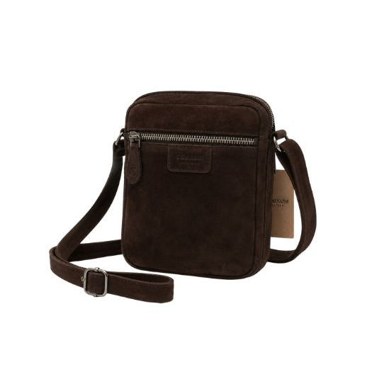 Corium Crossbody Taske i ægte mørkebrun ruskind | Allround rummelig og cool form