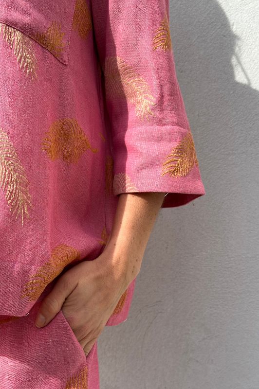 Gaspar Porto pink jaquard bluse I Dresslab