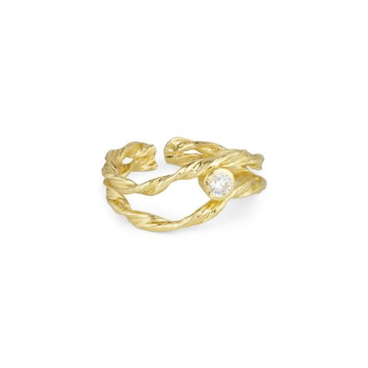 Pure by Nat I Willow ring med zirkon i i 24K guld