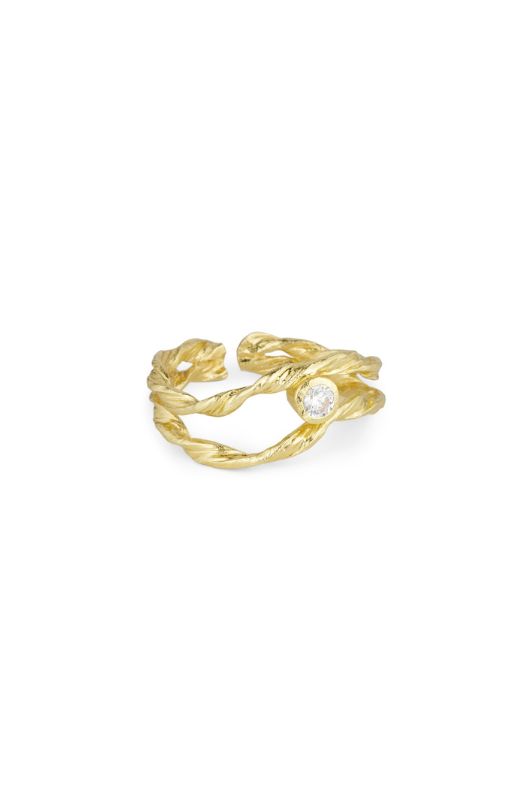 Pure by Nat I Willow ring med zirkon i i 24K guld