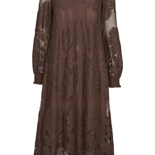 Prepair Mila dress | Smuk kjole i mørkebrun blonde