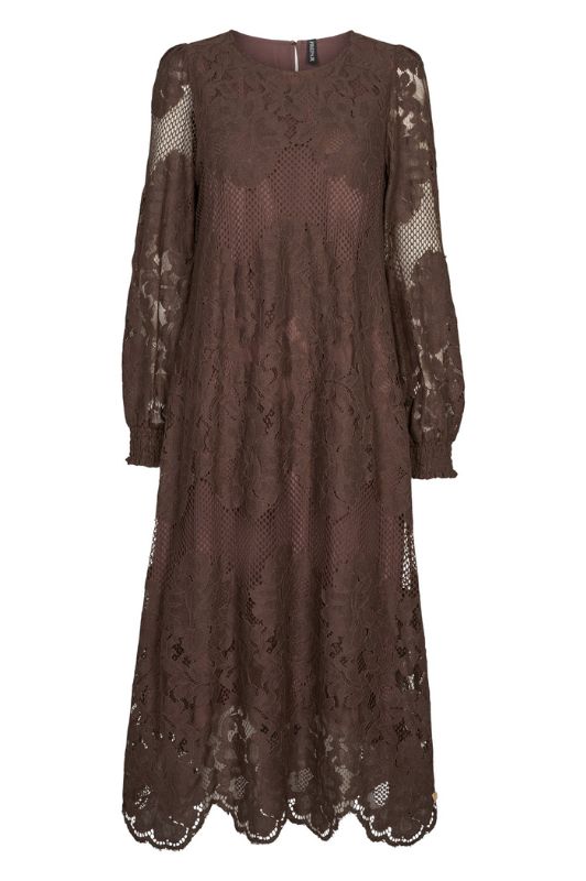 Prepair Mila dress | Smuk kjole i mørkebrun blonde