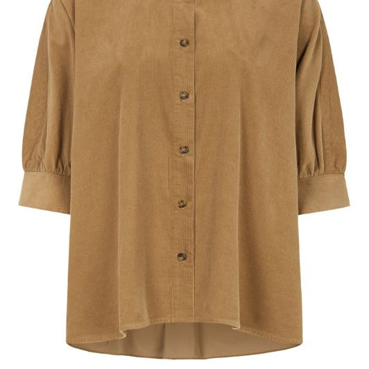 Tooday Dove shirt I Oversize skjorte i sandfarvet fløjl