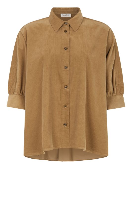 Tooday Dove shirt I Oversize skjorte i sandfarvet fløjl