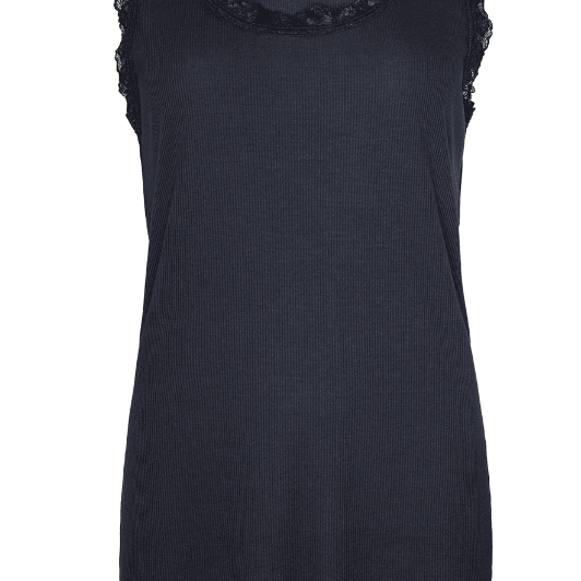 Ofelia Issa Top | Ribbet blondetop sort