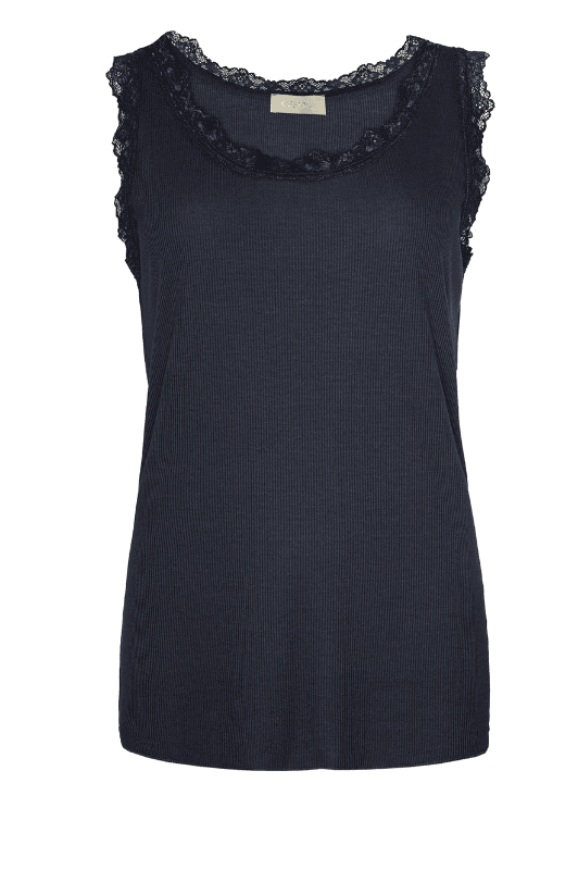 Ofelia Issa Top | Ribbet blondetop sort
