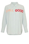 Ofelia Karin mint stribet skjorte med farverige broderinger