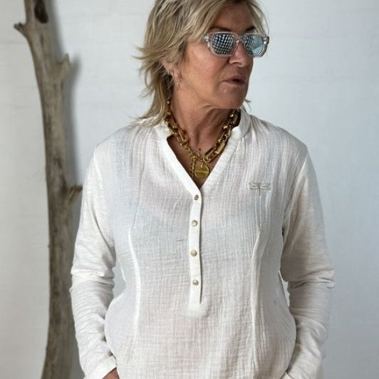 Gaspar Palermo shirt I Hvid bluse i blødt bomuld