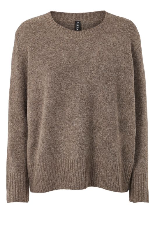 Prepair Babera Knit | Striktrøje i latté med guld-look nitter