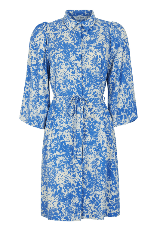 Soft Rebels Eleanor print dress | Flot forårskjole i creme med blåt print
