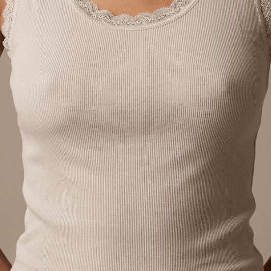 Moondust lace rib top sand med blonde