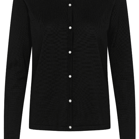 Saint Tropez Jemma cardigan | Strikket cardigan med perlemorsknap I Sort