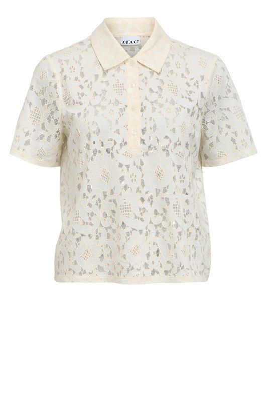 Object Bianca creme polo t-shirt i blonde I Dresslab