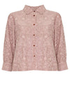 Ofelia Olivia bordeaux stribet bluse med print I Dresslab