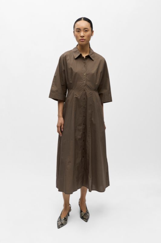 Object Elly hope dress  I Brun poplin kjole I Dresslab
