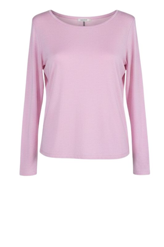 OM-HU Bello bluse | Langærmet t-shirt med cashmere i rosa I Dresslab