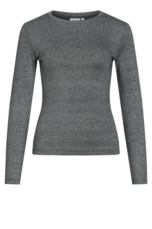VILA Vicatrea langærmet top i sort glimmer