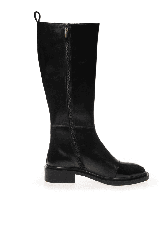 Copenhagen Shoes Love boot | Sort høj skind støvle med elastik og laksnude