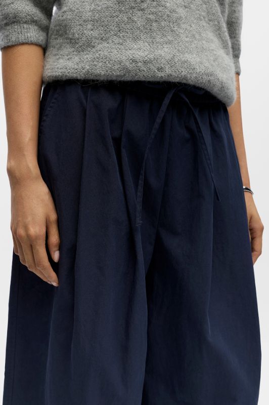 Object Berta barrel pant | Mørkeblå barrel bukser