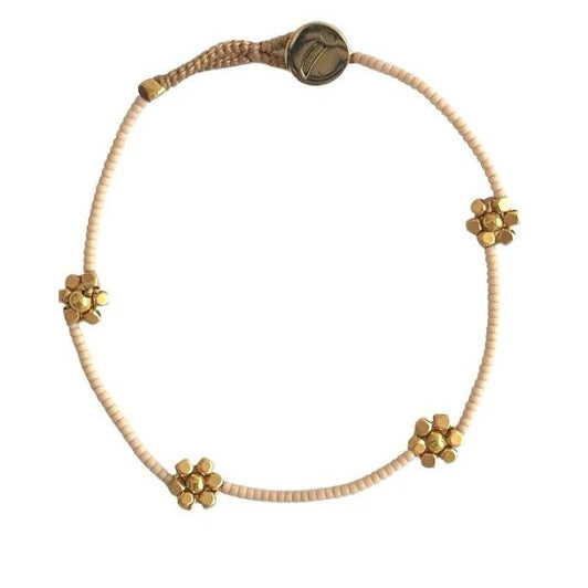 Ibu jewels armbånd I Lulu queenie I Smukt blomster armbånd i beige perler