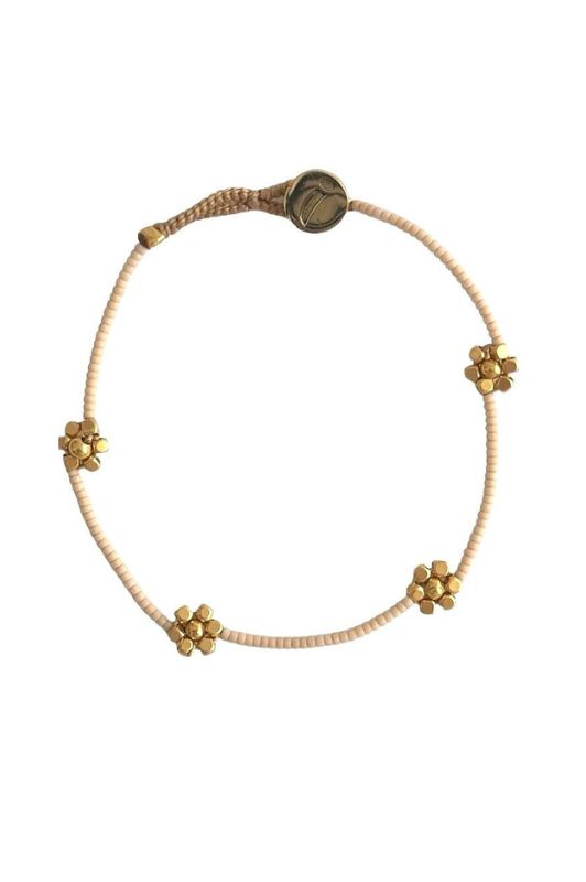 Ibu jewels armbånd I Lulu queenie I Smukt blomster armbånd i beige perler