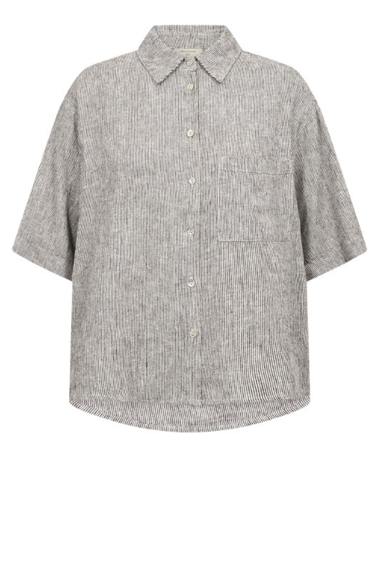 Freequent Lava shirt | Stribet højskjorte i mørkebrun I Dresslab