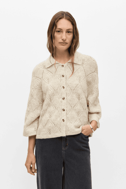 Object Kaisa cardigan creme hulstrik I Dresslab