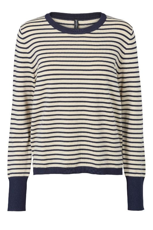 Prepair Paola Knit | Striktrøje i stribet navy og creme