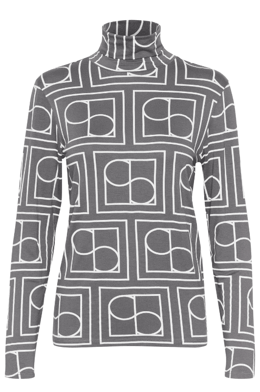 Soaked in Luxury Hanadi rollneck I Print grå med hvid