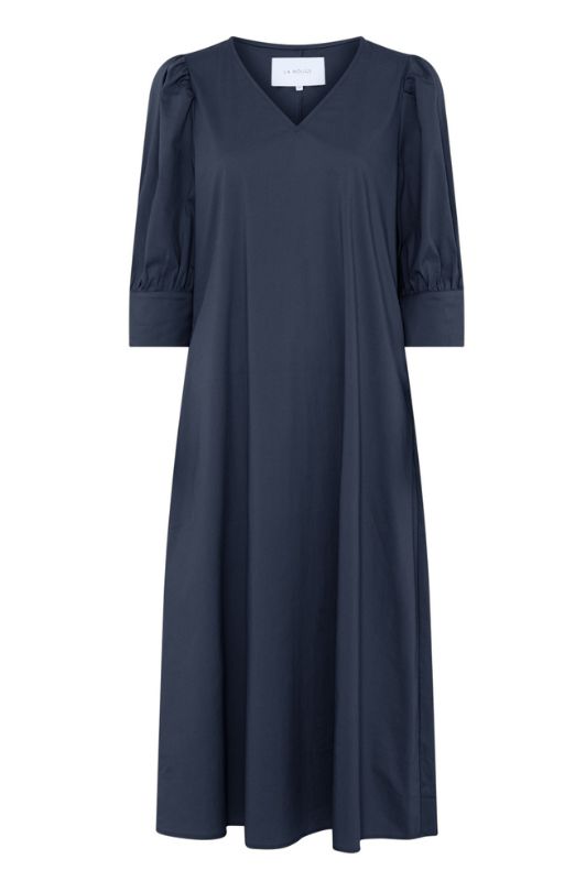 La Rouge Kamilla s/s poplin kjole i marine