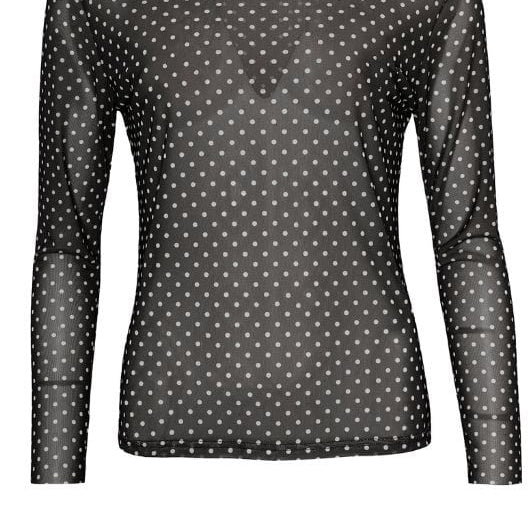 Ofelia Gwen bluse | Sort mesh med hvide prikker