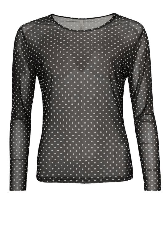 Ofelia Gwen bluse | Sort mesh med hvide prikker