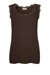 Ofelia Issa Top | Ribbet blondetop chokoladebrun