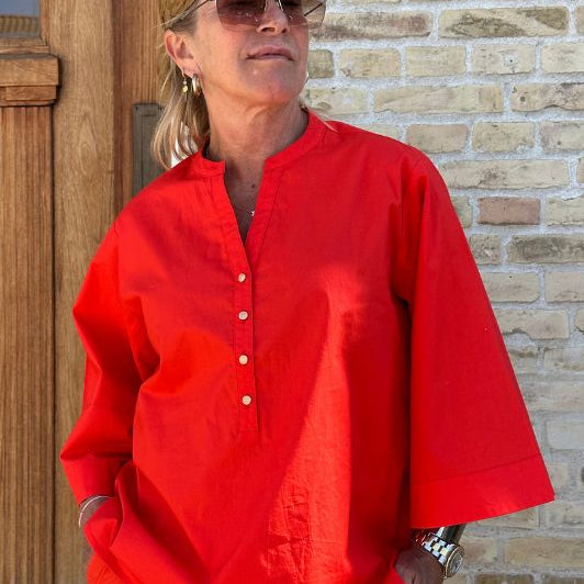 Gaspar Mumbai  I Cool poplin bluse i rød I Dresslab