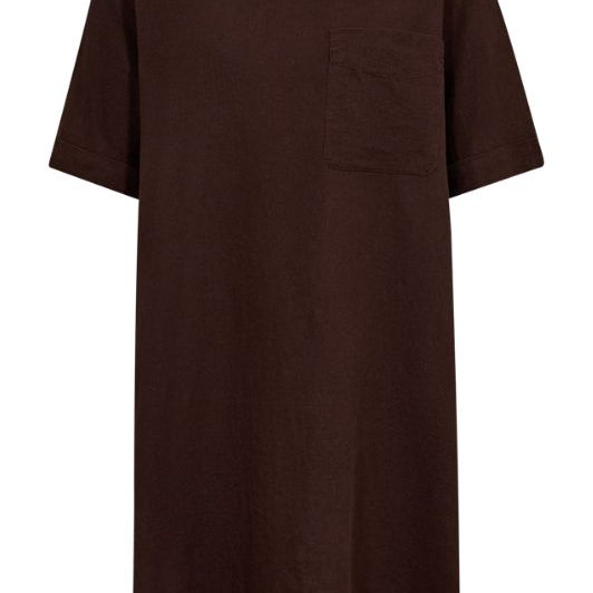 Freequent Lava dress | Hørkjole med lommer i brun I Dresslab