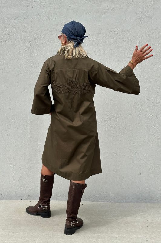 Gaspar Haiti dress | A-shape olivengrøn kjole I Dresslab