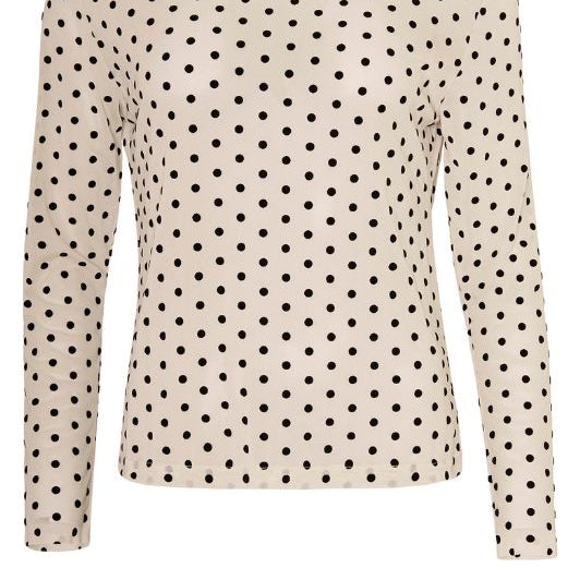 Ofelia Gitte bluse | Off white meshbluse med sorte prikker