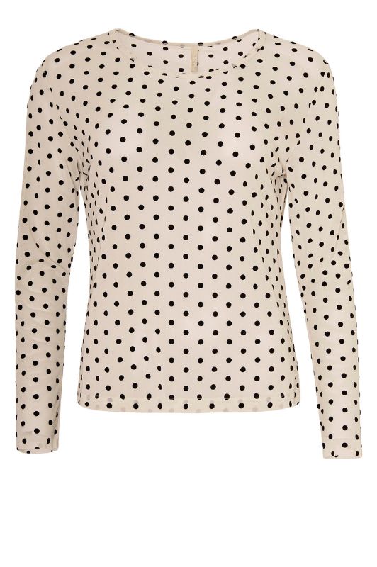 Ofelia Gitte bluse | Off white meshbluse med sorte prikker